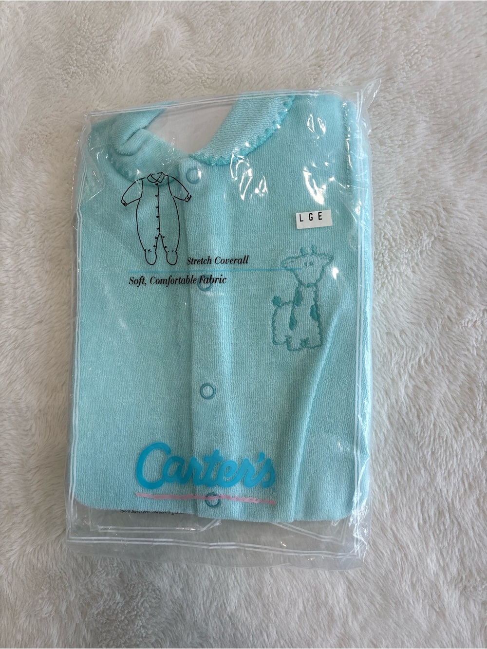 Vintage Carters 6-9 months baby girl pajama sleeper new blue giraffe nwt